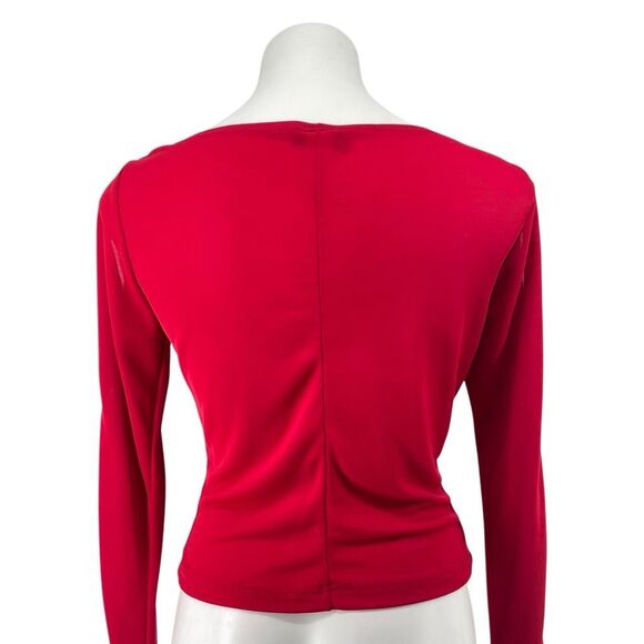 Vintage Niche USA Red Cowl Neck Cutout Long Sleeve Blouse Top Women’s Large - Picture 3 of 13